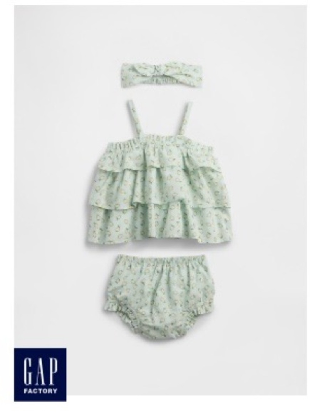 GAP Pale Green Lemon Ruffle Romper with Matching Headband